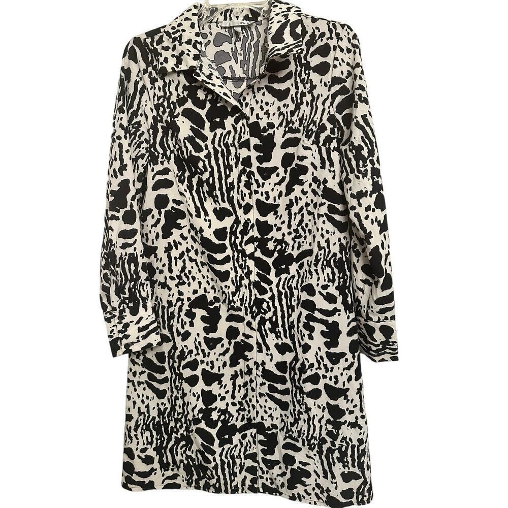WD+NY Black & White Animal Print Shirt Dress Women’s Sz.‎ 8